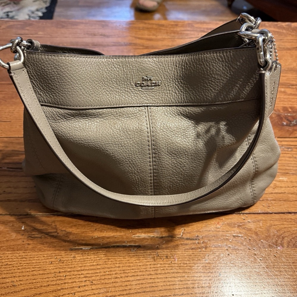 Coach Lexy F27593 Fog Taupe Pebbled Leather Shoulder Bag MSRP $395 - Picture 3 of 10